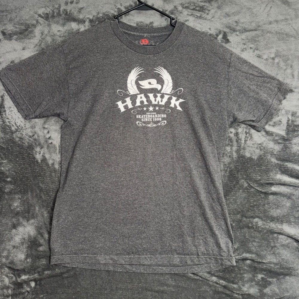 Men's Large Vintage Tony Hawk T-Shirt Gray Excellent Skateboarding Graphic